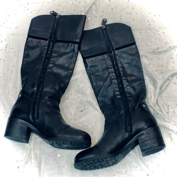 Geox Black Genuine Leather Knee-High Riding Style Boots- Size 38EU - 8 US - Picture 3 of 8